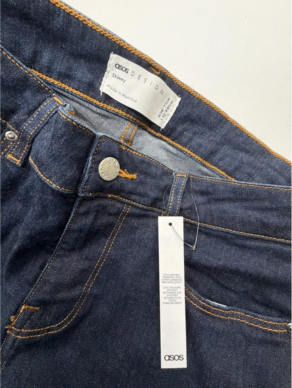 Asos Design Men's Jeans Skinny Solid Mid Rise Denim 5 Pocket Size 28 Blue NWT